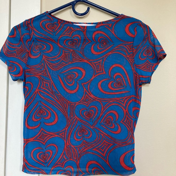 Lisa Says Gah Alex Mesh Tee - Wild Hearts Blue / XS - Picture 3 of 4